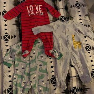 Carter’s set of 3 baby boy footed pajamas